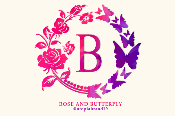 Enchanting Rose and Butterfly Monogram for Designers