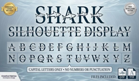 Shark Silhouette Display: A Bold Serif for Coastal Brands