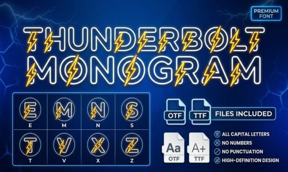 Thunderbolt Monogram: Electrify Your Designs with Bold Impact